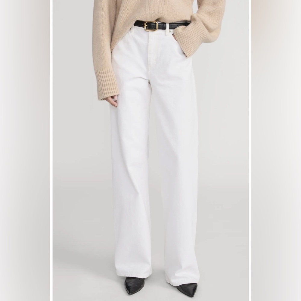 Frame The Stroll Wide Leg Jeans Au Natural Clean White Size 25